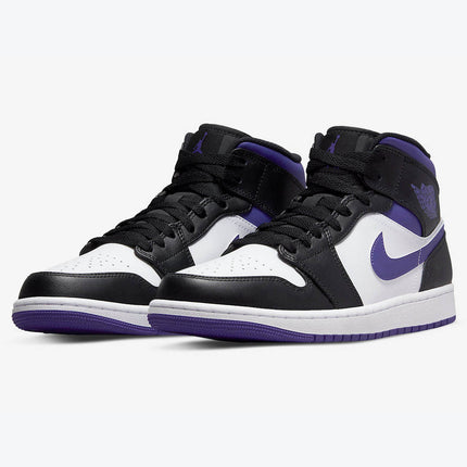 Men's Air Jordan 1 Mid 'White Black-Court Purple' Shoes
