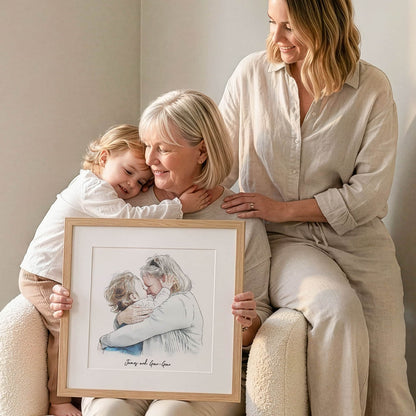 Grandma and Me Illustration - Custom Portrait Art
