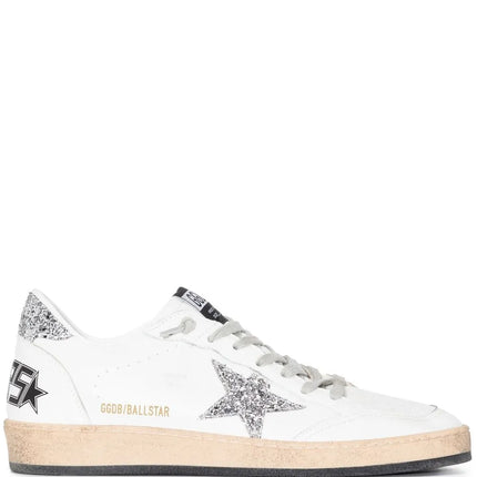 Men's Golden Goose Ball Star Gold Laminated White Sneakers