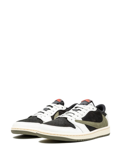 Men's Travis Scott x Air Jordan 1 Retro Low  ‘Black White Olive Green' Shoes