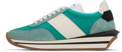 Men's Tom Ford James Mixed Media Low Top Green Sneakers
