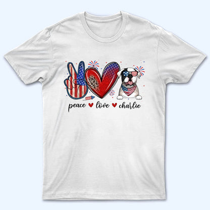 Peace Love Dogs USA Flag Pattern - Personalized 4th Of July Gift