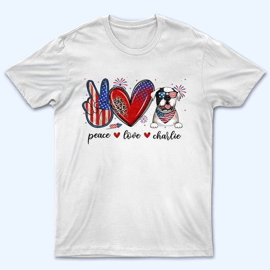 Peace Love Dogs USA Flag Pattern - Personalized 4th Of July Gift