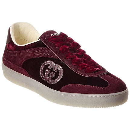 Men's Gucci G75 Logo-Appliquéd Leather-Trimmed Suede Velvet Sneakers