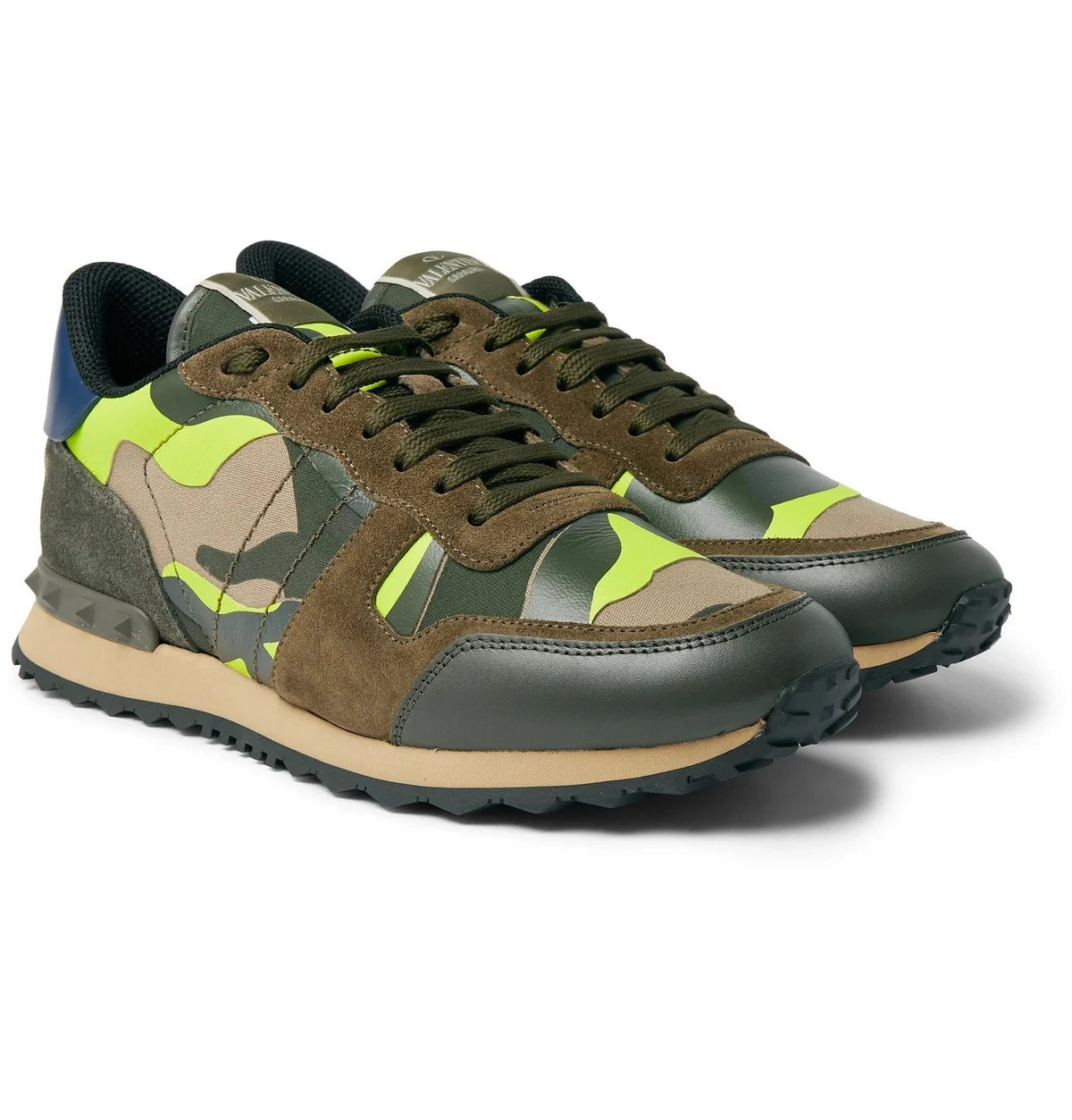 Men's Valentino Camo Rock Runners Green Sneakers