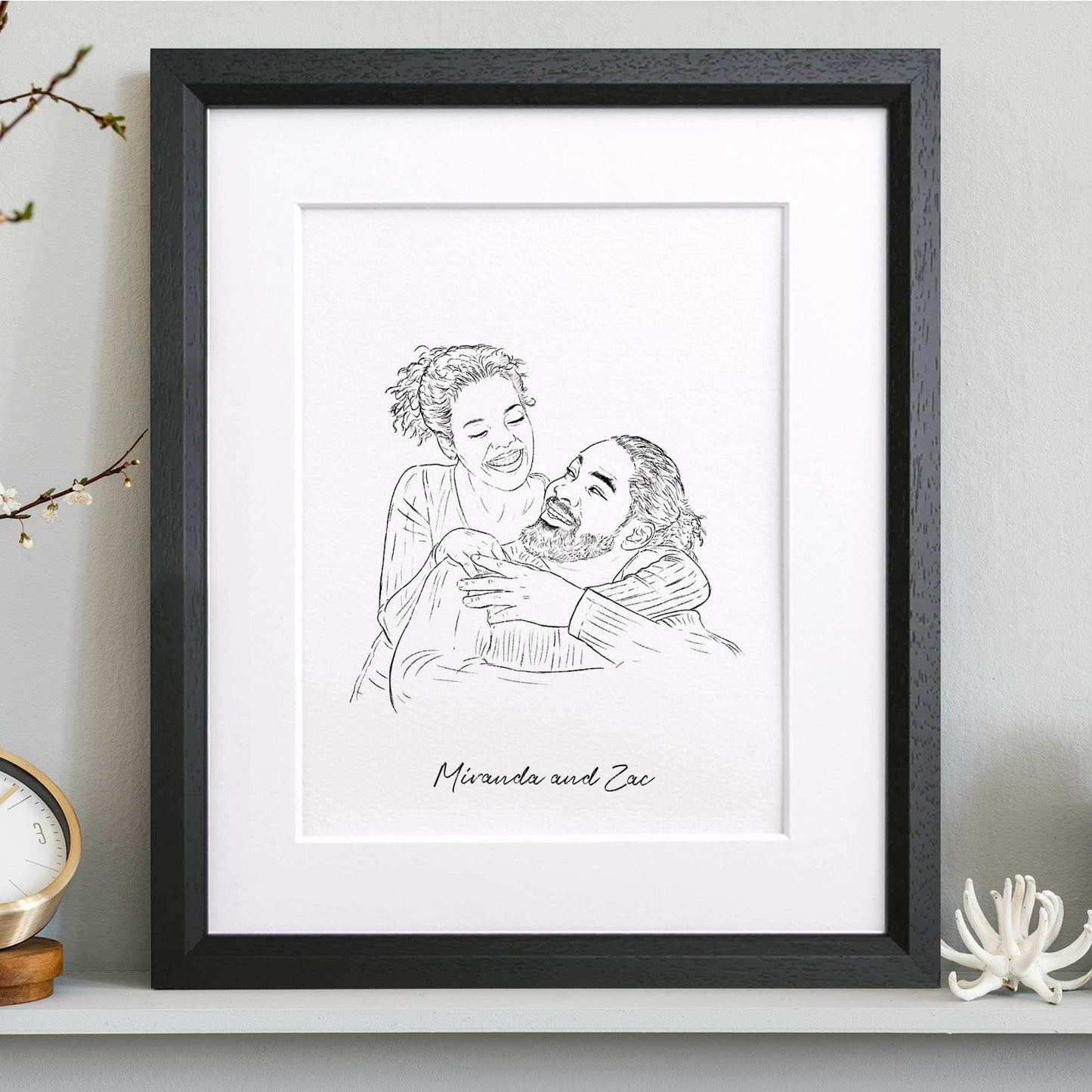 Wedding Couple Line Portrait - Custom Portrait Art