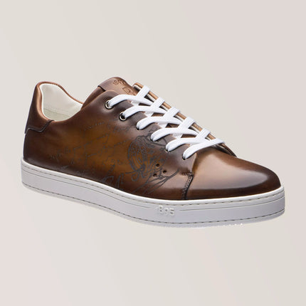 Men's Berluti Playtime Scritto Venezia Leather Brown Sneakers