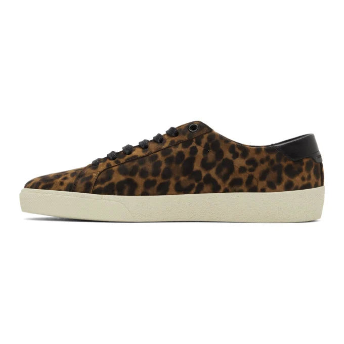 Men's Saint Laurent Court Classic SL06 Brown Suede Leopard Sneakers