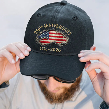 250th Anniversary US Independence Day - Vintage Washed Denim Cap