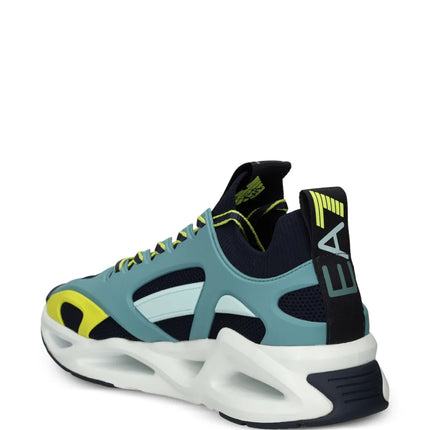 Men's Ea7 Emporio Armani Sneakers With Mesh Panels Teal Sneakers