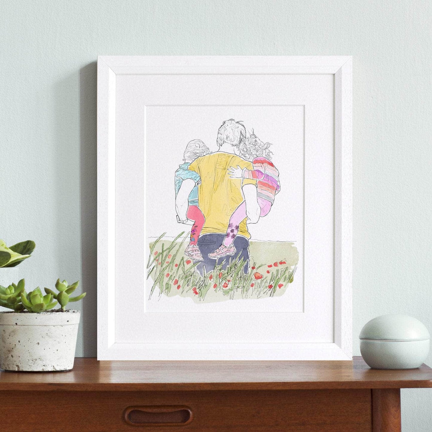Daddy and Me Line Portrait - Custom Portrait Art