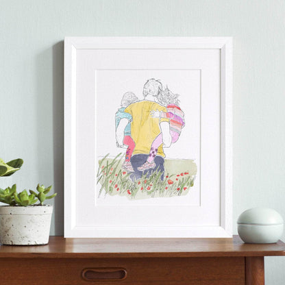 Watercolour Line People Portrait - Custom Portrait Art
