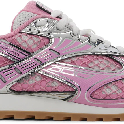 Men’s Bottega Veneta Orbit Flash Suede-Trimmed Veneta Pink Sneakers