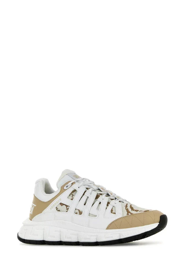 Men's Versace Men's Trigreca Lace Up Barocco Print White Sneakers