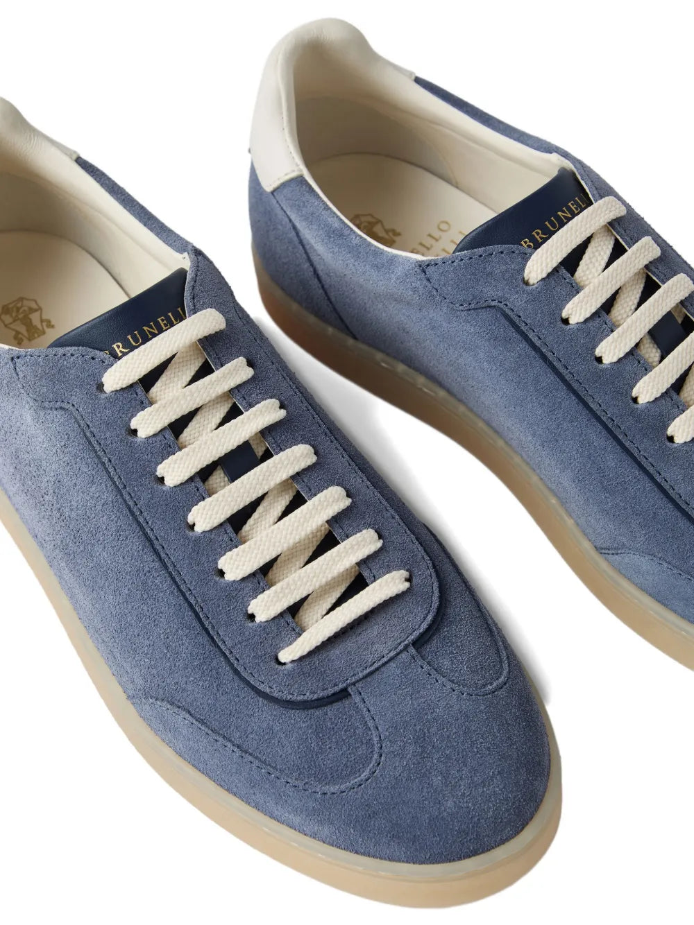 Men's Brunello Cucinelli Suede T-Toe Low-Top Frosted Blue Sneakers