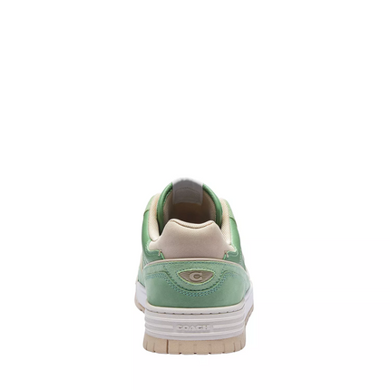 Men's COACH SoHo Leather Lace-Up Casual Green Sneakers
