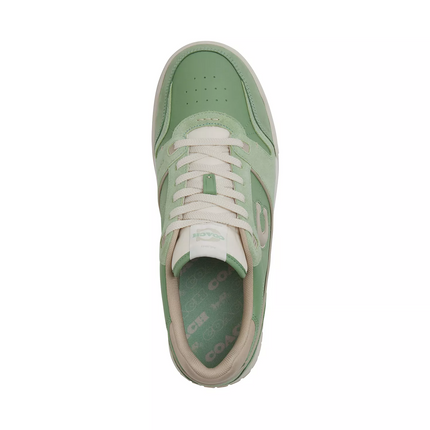 Men's COACH SoHo Leather Lace-Up Casual Green Sneakers