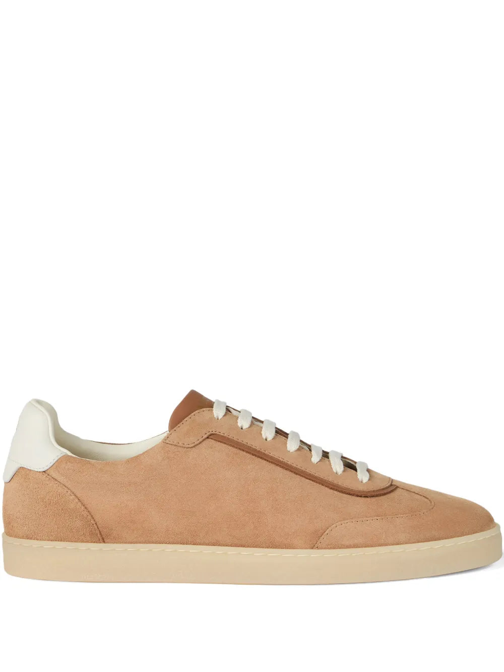 Men's Brunello Cucinelli Suede T-Toe Low-Top Light Brown Sneakers