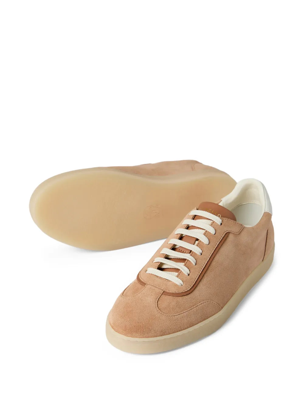 Men's Brunello Cucinelli Suede T-Toe Low-Top Light Brown Sneakers