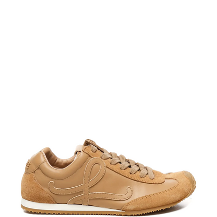 Men' Loewe Ballet Runner 2.0 In Nylon And Calfskin Beige Sneaker