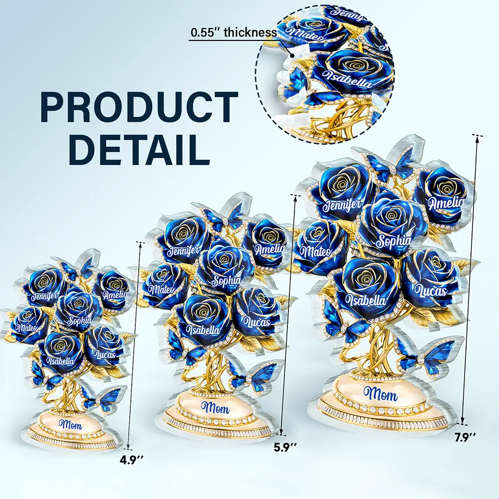 3D Crystal Effect Roses Mom’s Everlasting Love - Personalized Custom Shaped Acrylic Plaque