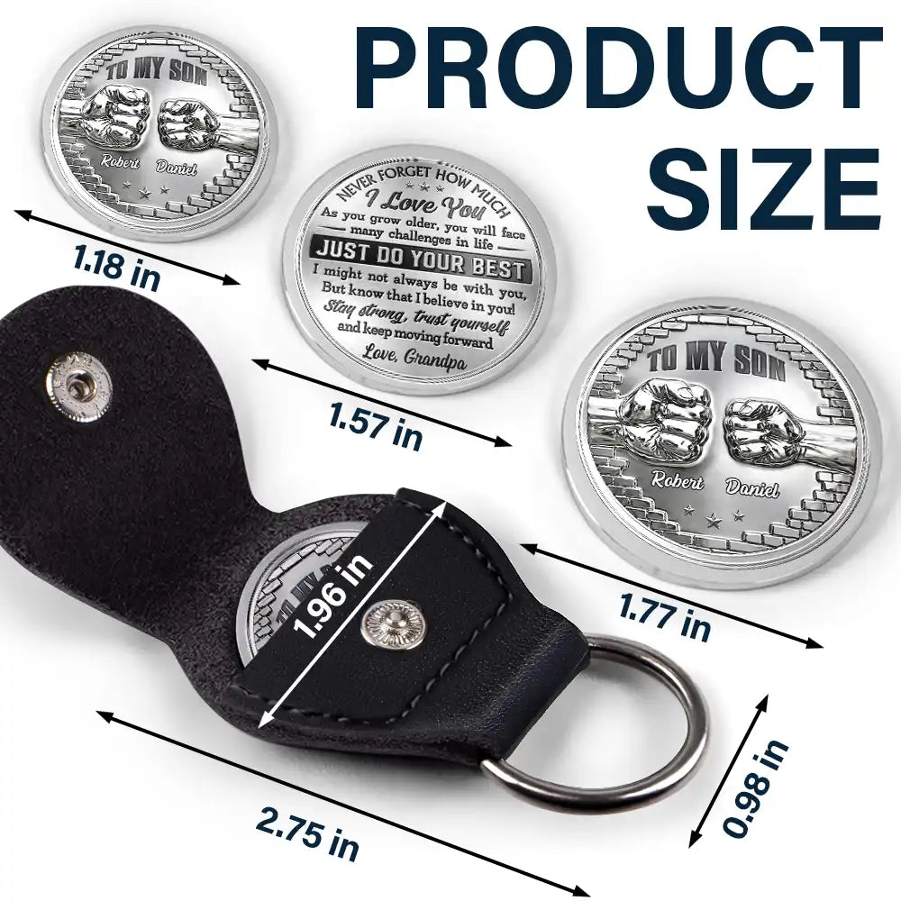 3D Effect To My Son Just Do Your Best - Personalized Leather Pocket Hug