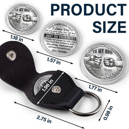 3D Effect To My Son Just Do Your Best - Personalized Leather Pocket Hug