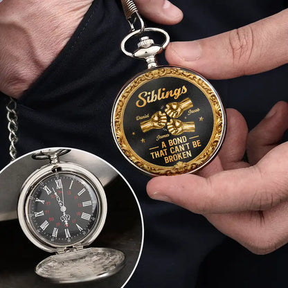 3D Metal Effect Brothers A Bond That Can't Be Broken - Personalized Pocket Watch