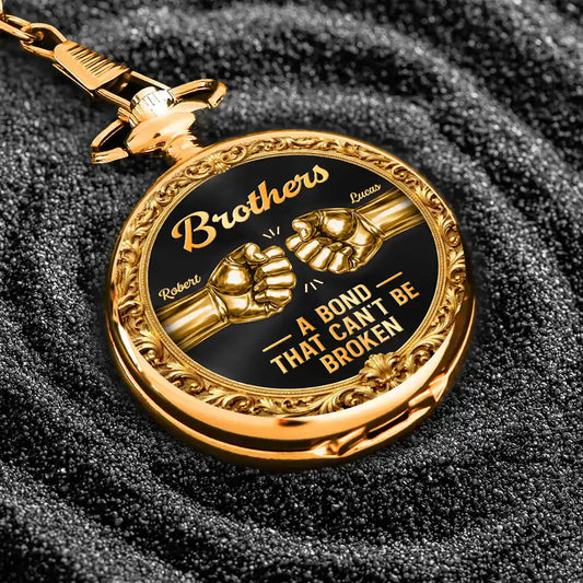 3D Metal Effect Brothers A Bond That Can't Be Broken - Personalized Pocket Watch
