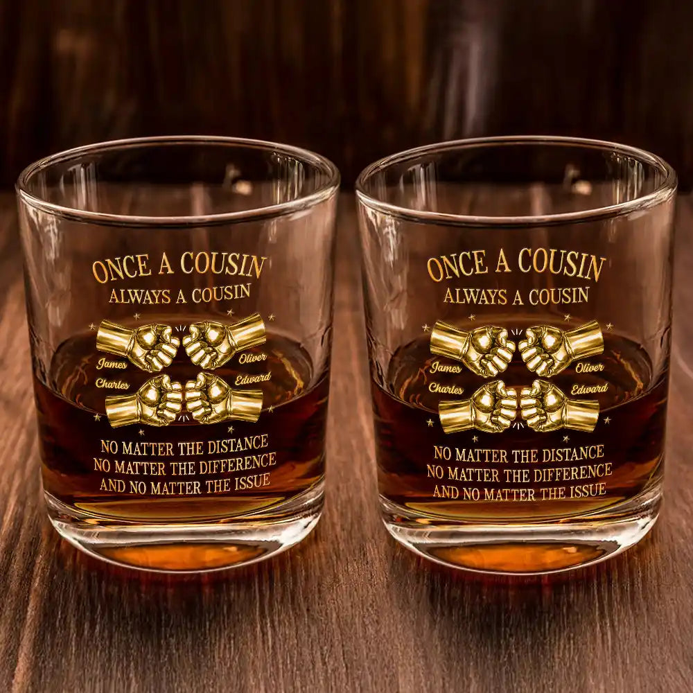 3D Metal Effect Once A Brother Always A Brother - Personalized Whiskey Glass