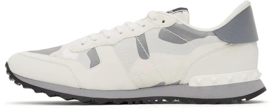 Men's Valentino Camo Rock Runners White & Silver Sneakers
