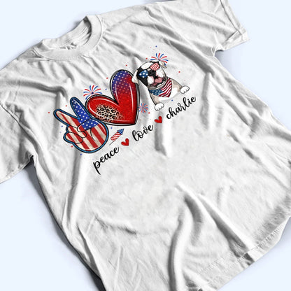 Peace Love Dogs USA Flag Pattern - Personalized 4th Of July Gift