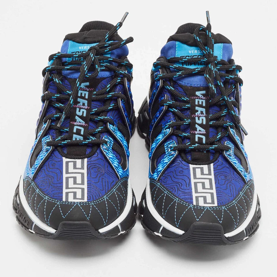 Men's Versace Men's Trigreca Lace Up Barocco Print Blue Sneakers