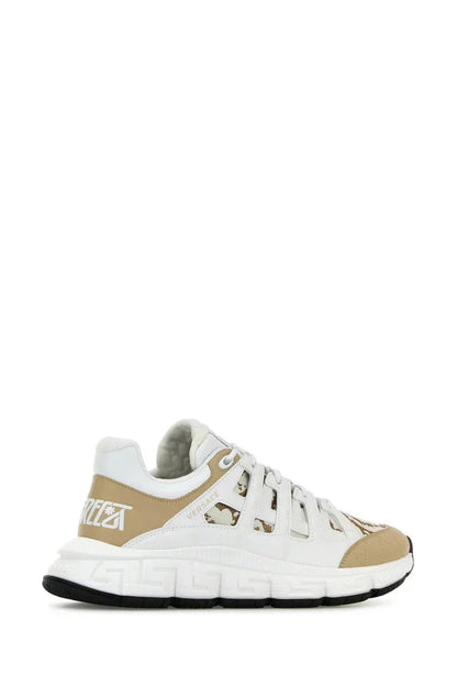 Men's Versace Men's Trigreca Lace Up Barocco Print White Sneakers