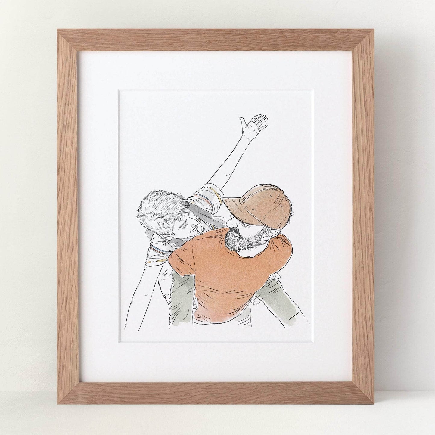 Daddy and Me Line Portrait - Custom Portrait Art