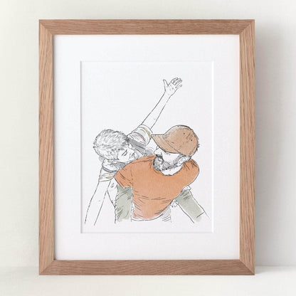 Daddy and Me Line Portrait - Custom Portrait Art