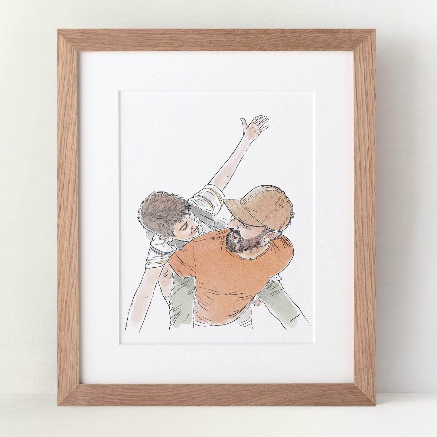 Daddy and Me Line Portrait - Custom Portrait Art