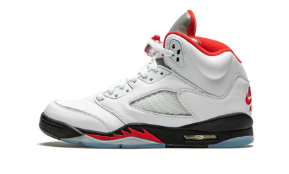 Men's Nike Air Jordan 5 Retro Fire Red Silver Tongue Shoes