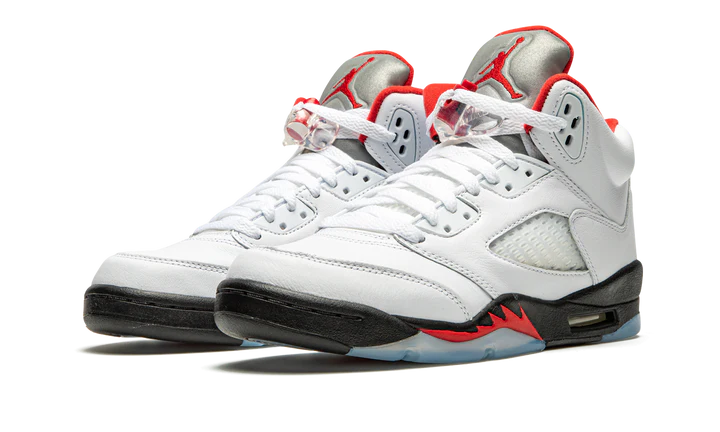 Men's Nike Air Jordan 5 Retro Fire Red Silver Tongue Shoes