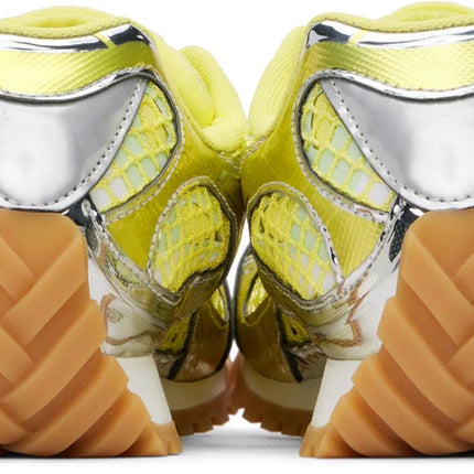 Men’s Bottega Veneta Orbit Flash Suede-Trimmed Silver & Yellow Sneakers