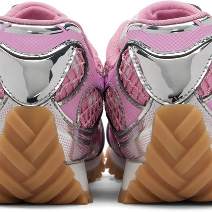 Men’s Bottega Veneta Orbit Flash Suede-Trimmed Veneta Pink Sneakers