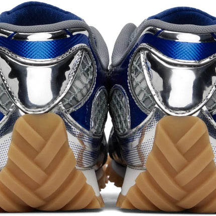 Men’s Bottega Veneta Orbit Flash Suede-Trimmed Gray & Blue Sneakers