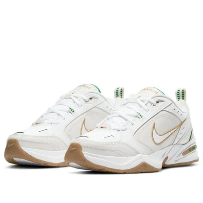 Men's Air Monarch 4 White Lucky Green Gold Shoes