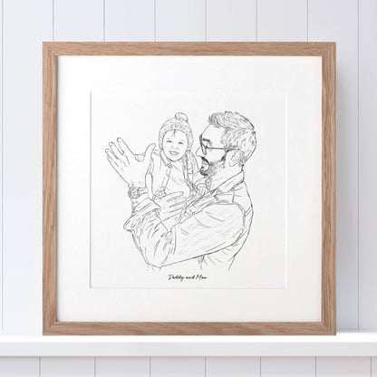 Daddy Line Portrait - Custom Portrait Art