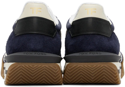 Men's Tom Ford James Mixed Media Low Top Navy Sneakers