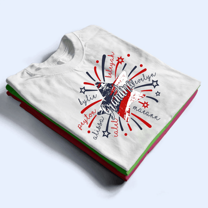 4th of July Firework America Flag - Personalized Custom T Shirt