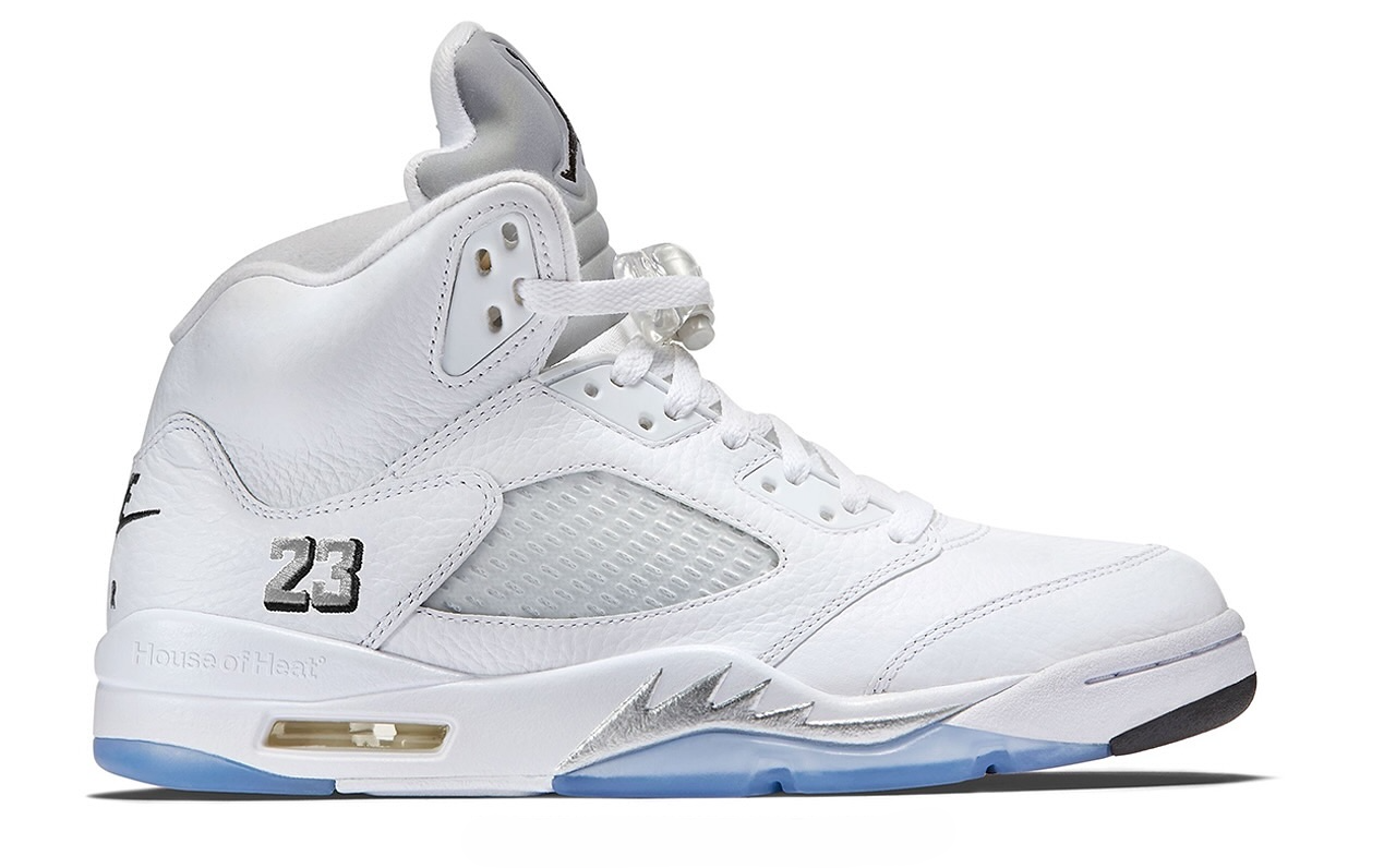 Men's Nike Air Jordan 5 Retro White Metallic Shoes