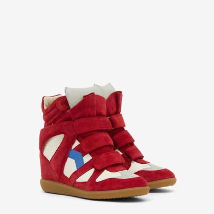 Men's Isabel Marant Bekett Hidden Wedge High Top Red Sneakers