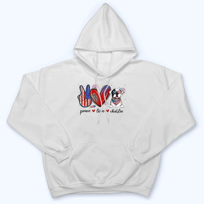 Peace Love Dogs USA Flag Pattern - Personalized 4th Of July Gift