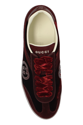 Men's Gucci G75 Logo-Appliquéd Leather-Trimmed Suede Velvet Sneakers